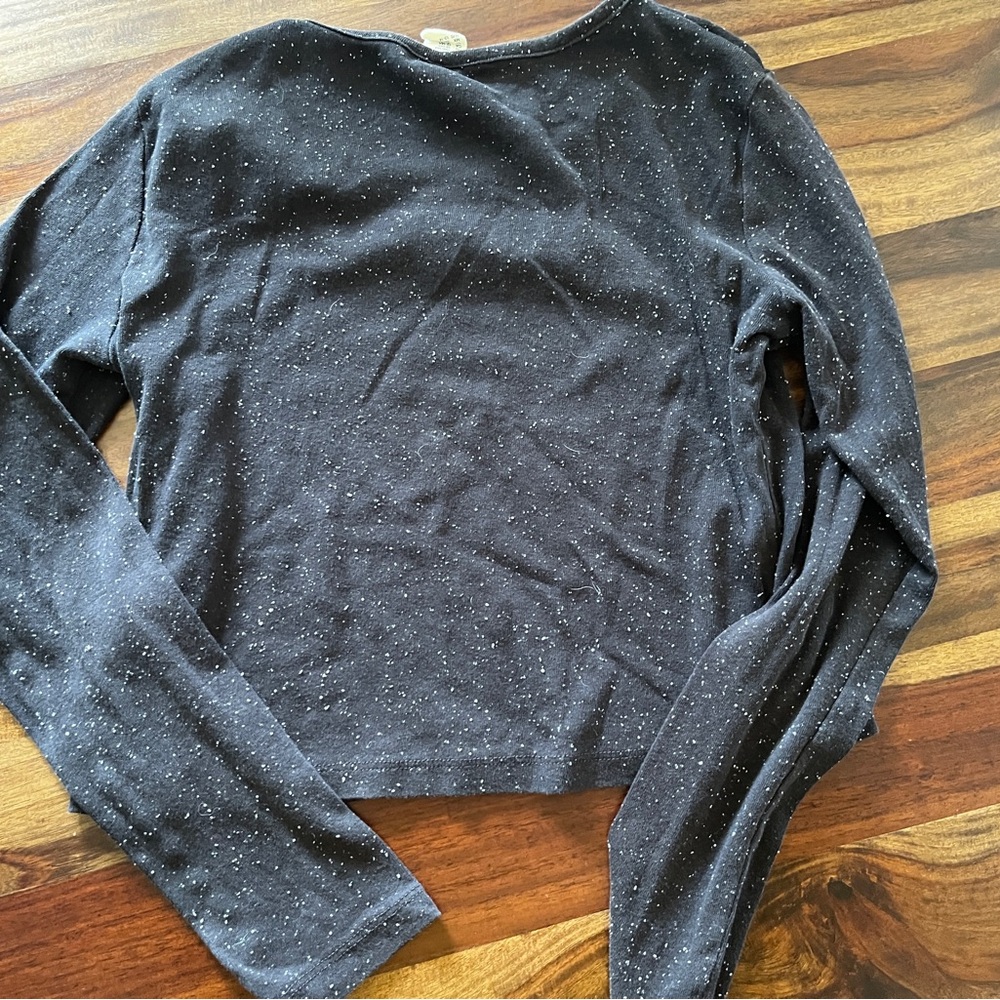 H&M girls black Speckled Long Sleeve Top